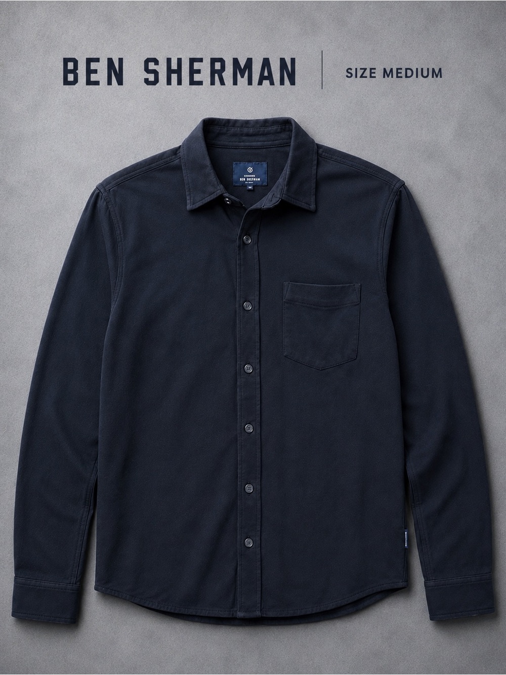 Ben Sherman BS34LK548 Black Knit Button Shirt Medium NWT $99